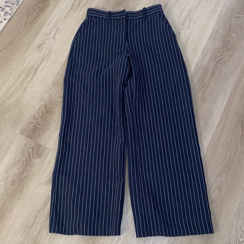 Wide leg pinstripe trousers